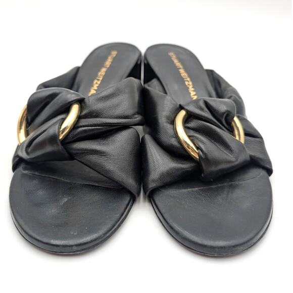 Stuart Weitzman Cece Block Heel Sandal Women's Open Toe Black Size US8B EU38.5 - Picture 7 of 14